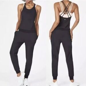 Sweaty Betty Black Explorer Beautify Strapy Back Yoga Workout Jumpsuit Size S